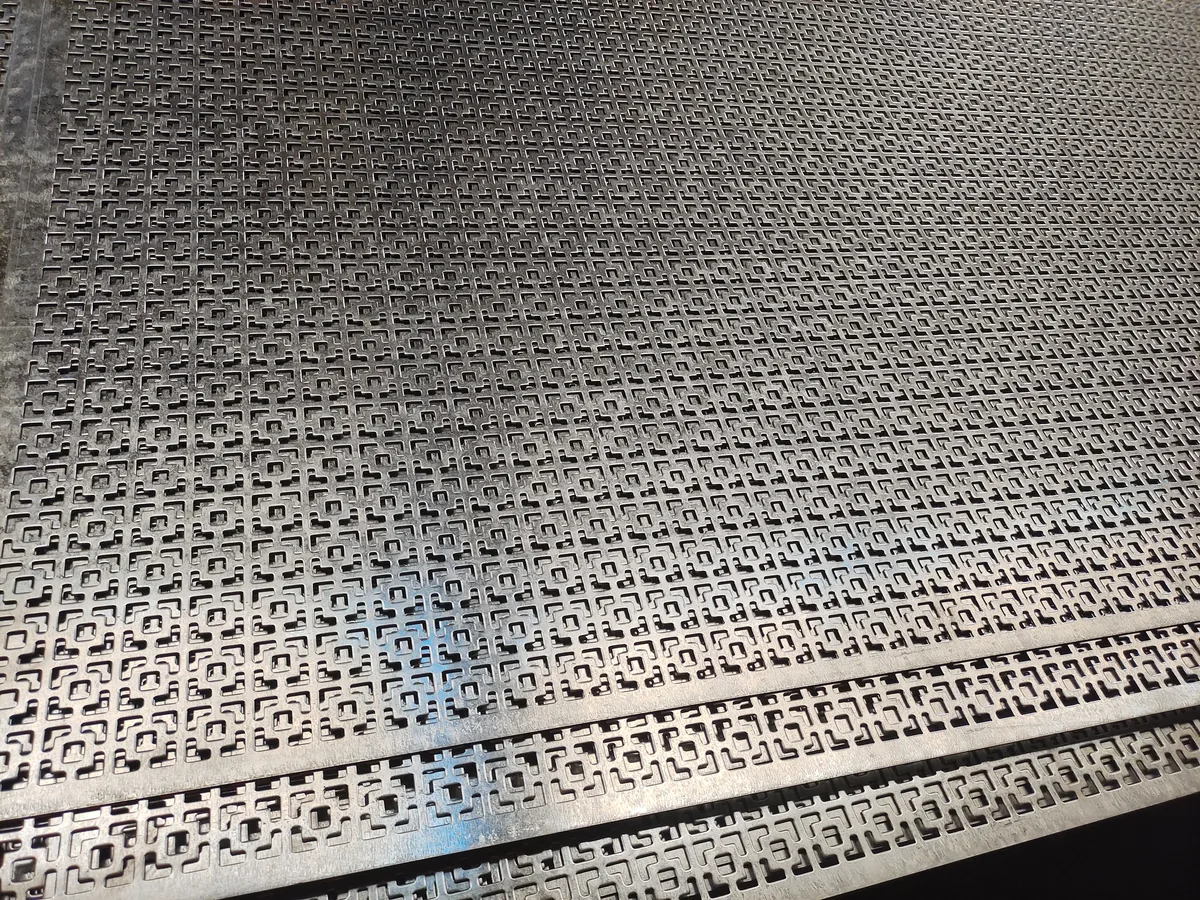 Square hole perforated metal sheet - decorative cladding, equipment cover, screen