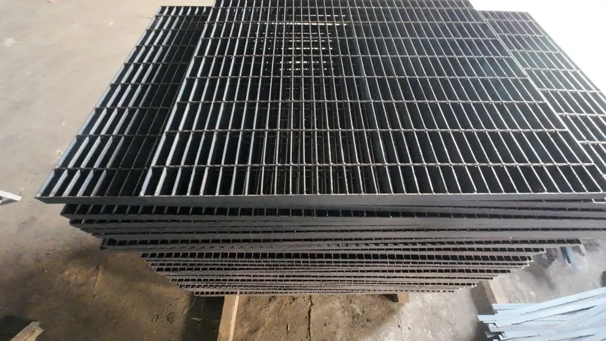 Aerial view of Anping Hand in Hand steel grating factory yard with galvanized panel stockpile ready for export shipment to industrial buyers