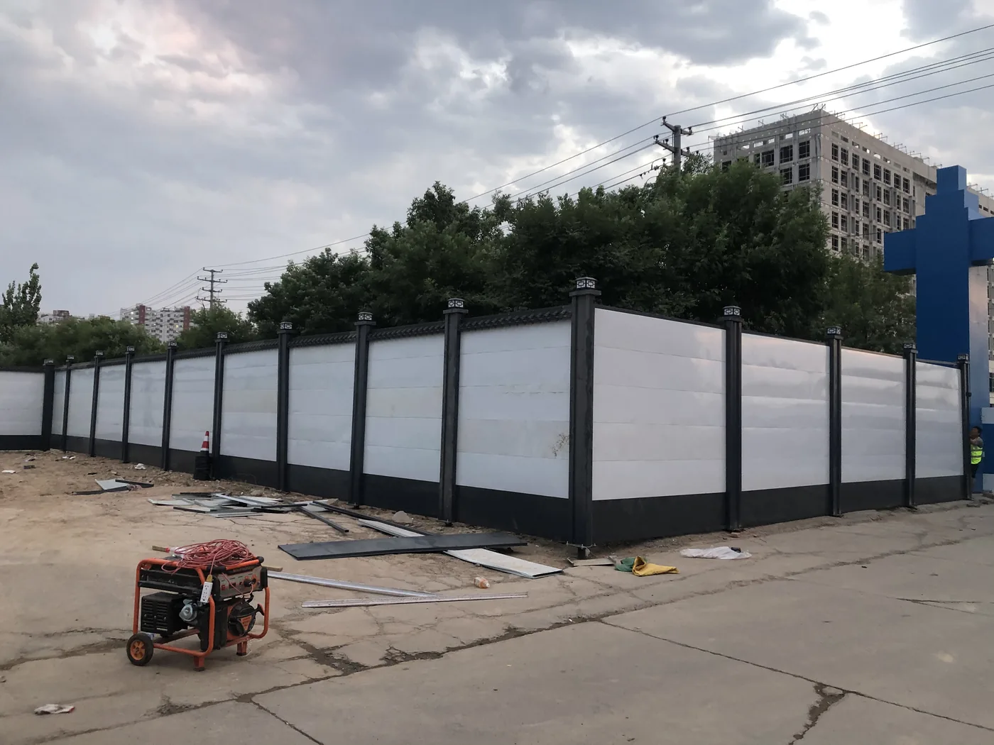 Temporary construction fence packing before delivery